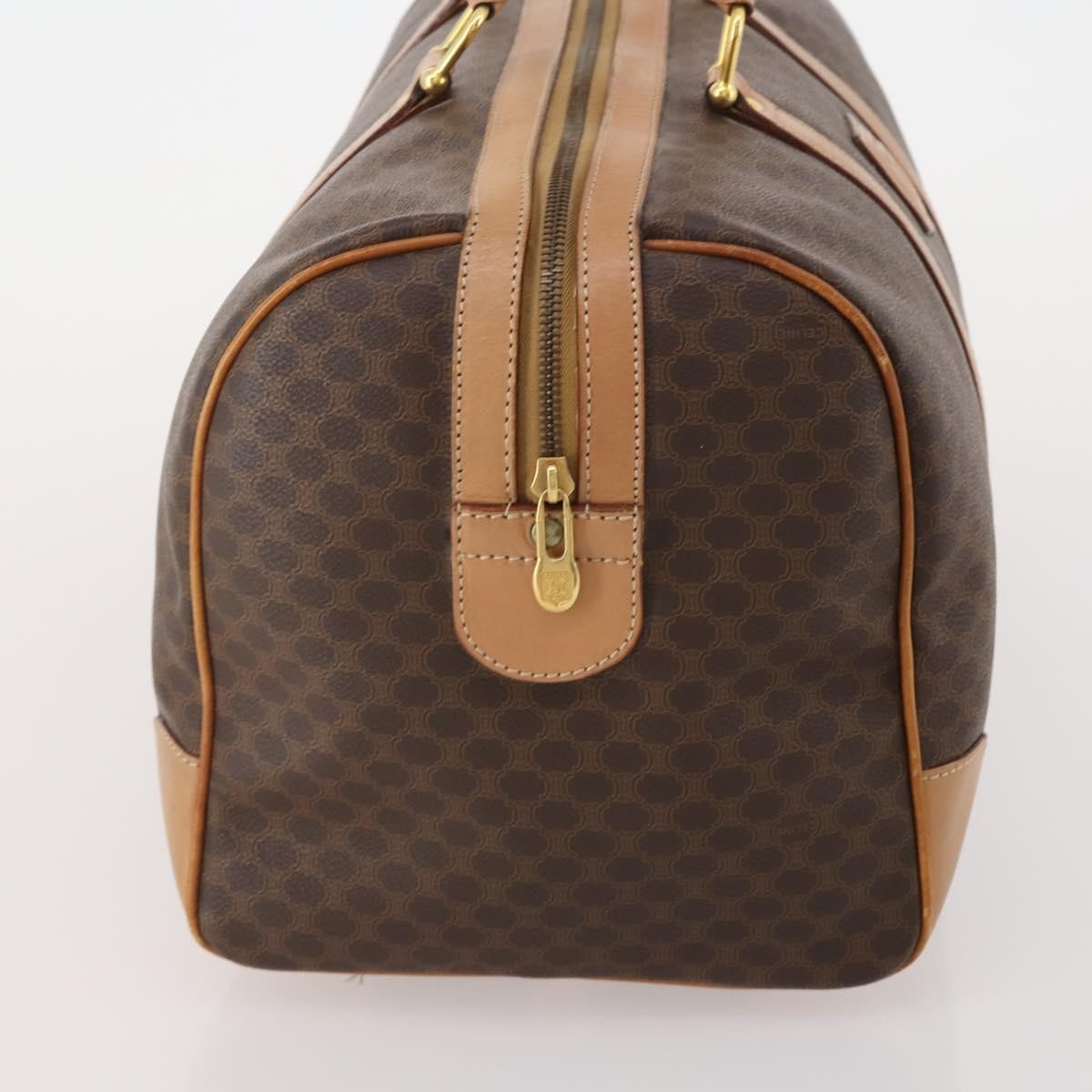 Celine Vintage Duffle Canvas And Leather Brown Canvas Travel Bag Bag (Pre-Owned)