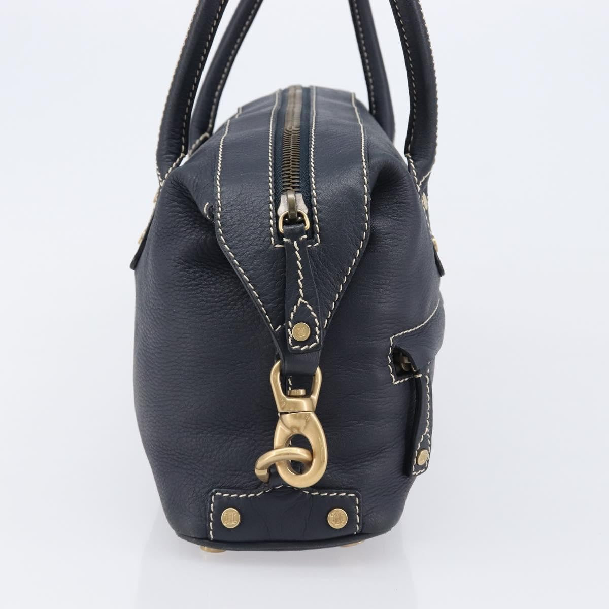 Celine Top Handle Leather Black Leather Handbag (Pre-Owned)
