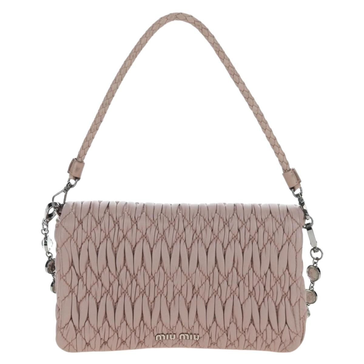 Miu Miu Crystal Clutch Matelasse Leather Pink Leather Clutche & Pouche Bag (Pre-Owned)