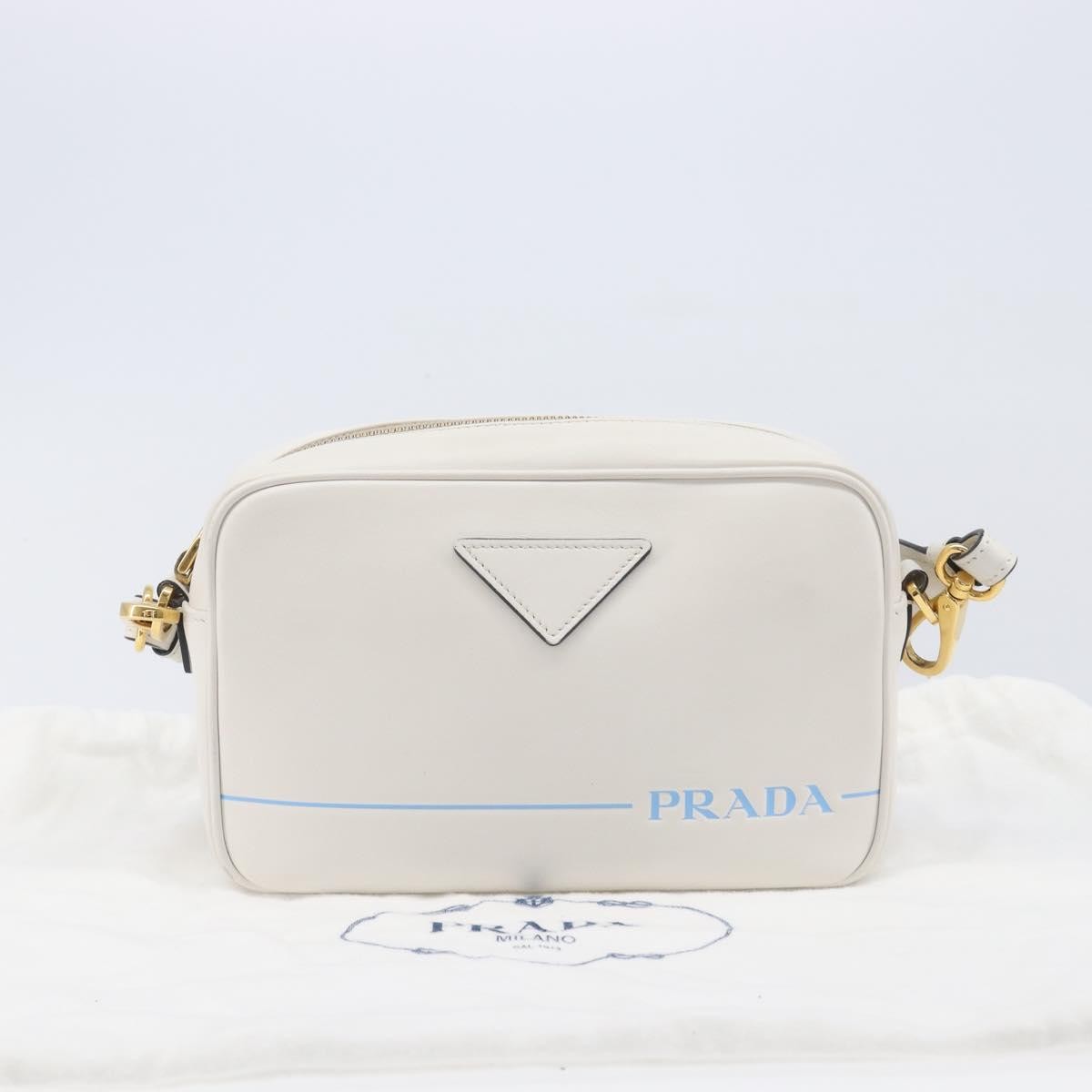 Prada Mirage Camera Leather White Leather Handbag (Pre-Owned)
