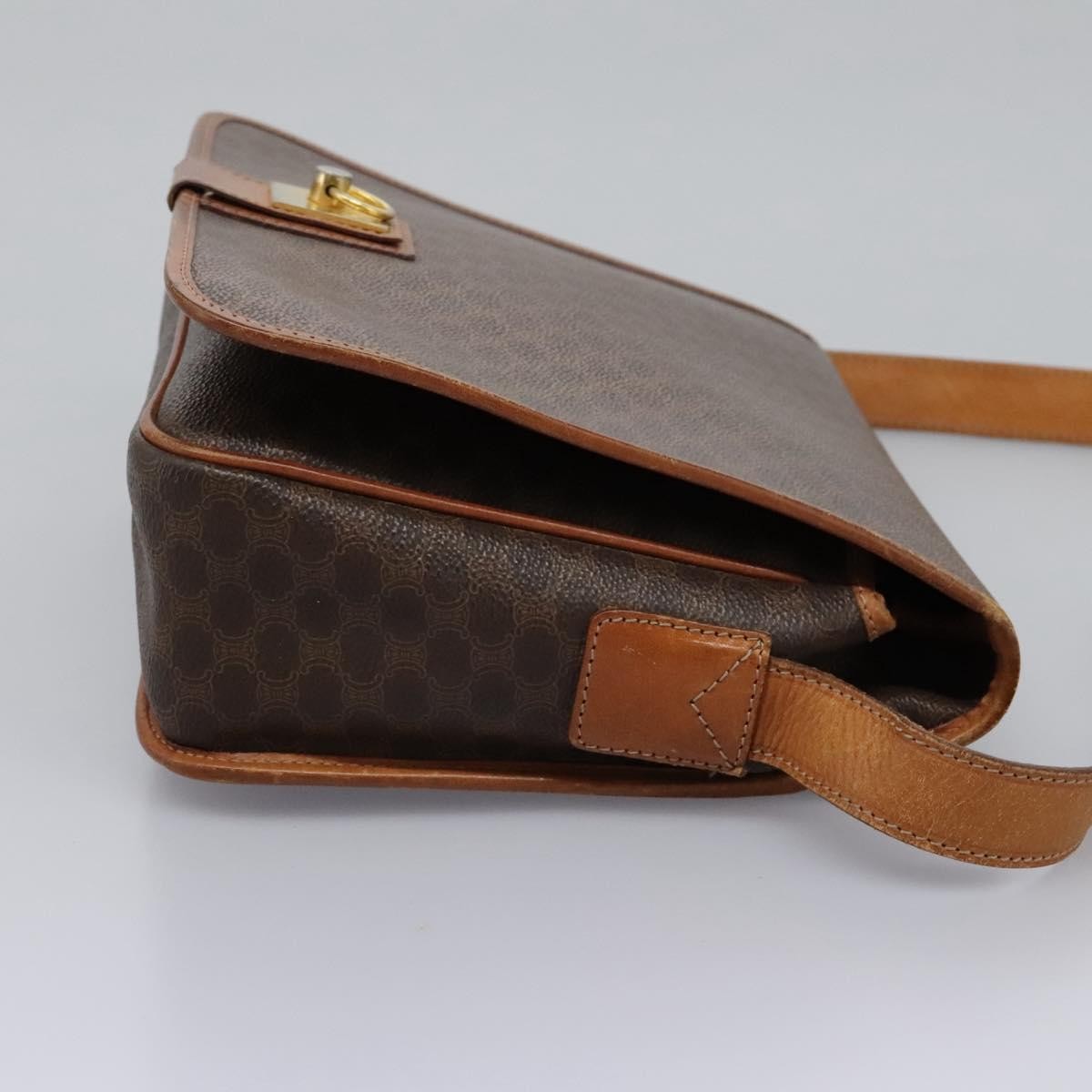 Celine Vintage Macadam Canvas And Leather Brown Canvas Shoulder Bag Bag (Pre-Owned)