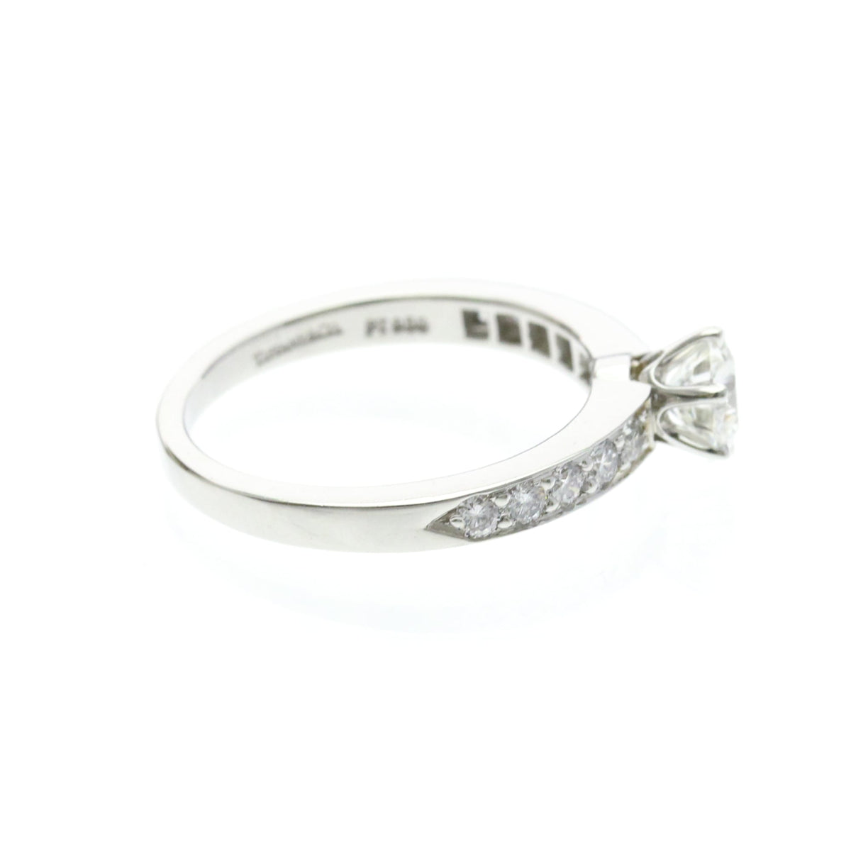 Tiffany & Co. Solitaire Ring With Channel Set Band Platinum With Rbc Diamond F/Vs1 Silver Platinum Ring Jewelry (Pre-Owned)