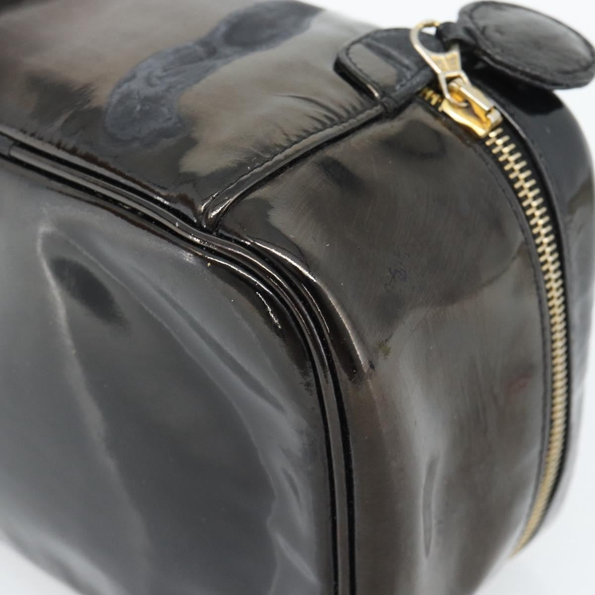 Fendi Vintage Cosmetic Case Pequin Canvas Black Patent_Leather Clutche & Pouche Bag (Pre-Owned)
