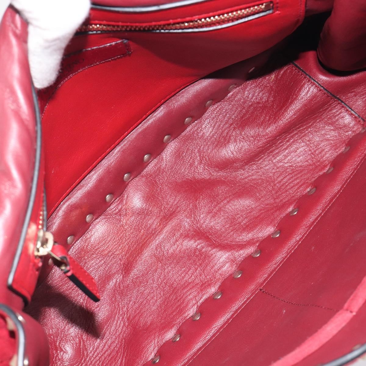 Valentino Garavani Rockstud Spike Flap Quilted Suede Red Suede Handbag (Pre-Owned)