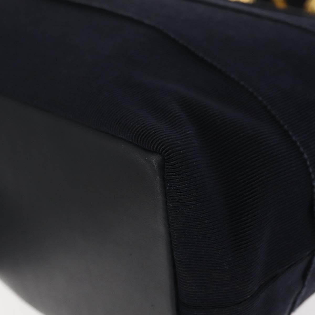 Salvatore Ferragamo Vala Canvas Navy Canvas Handbag (Pre-Owned)