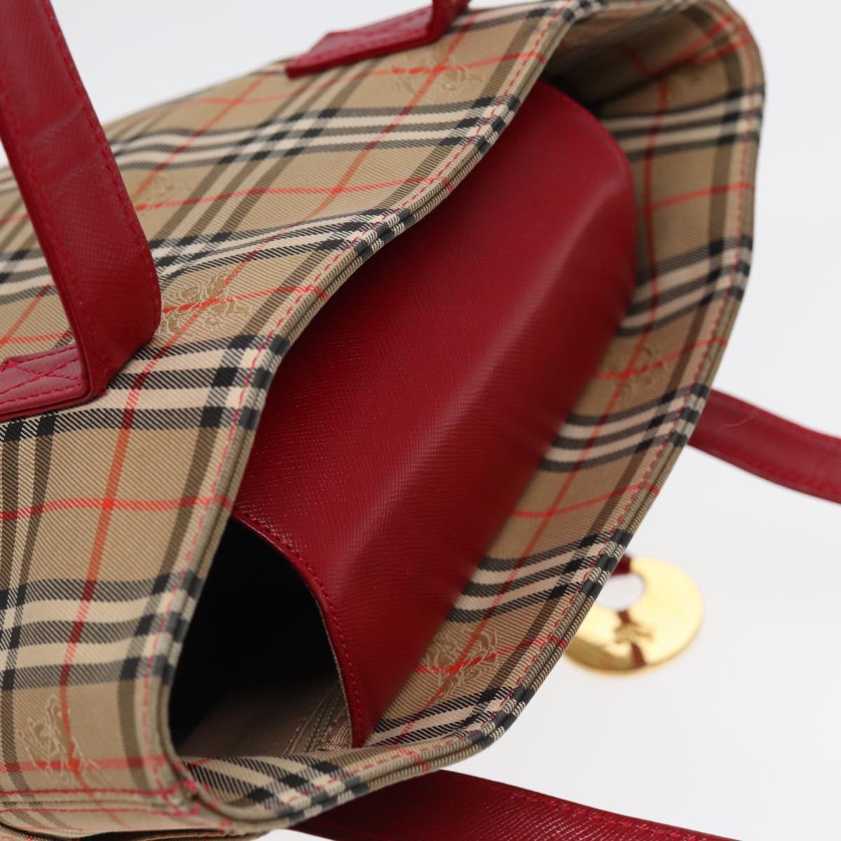Burberry Nova Check Tote Canvas And Leather Beige Canvas Tote Bag Bag (Pre-Owned)