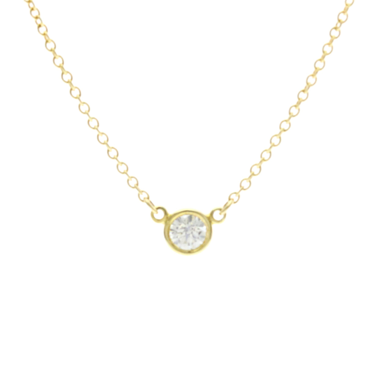 Tiffany & Co. Elsa Peretti Diamonds By The Yard Pendant 18K Rose Gold With Pear-Shaped Diamond Yellow Yellow_Gold Necklace Jewelry (Pre-Owned)