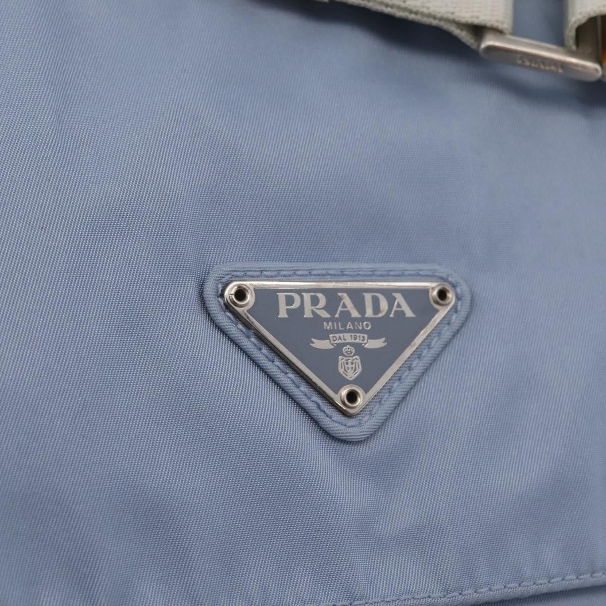 Prada Double Buckle Flap Messenger Re-Nylon Blue Nylon Handbag (Pre-Owned)
