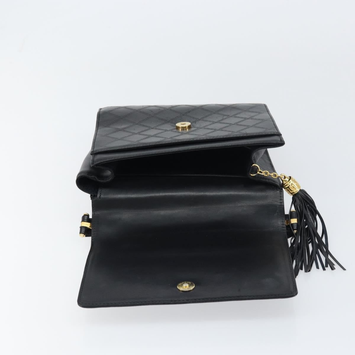 Versace Vintage Leather Black Leather Handbag (Pre-Owned)