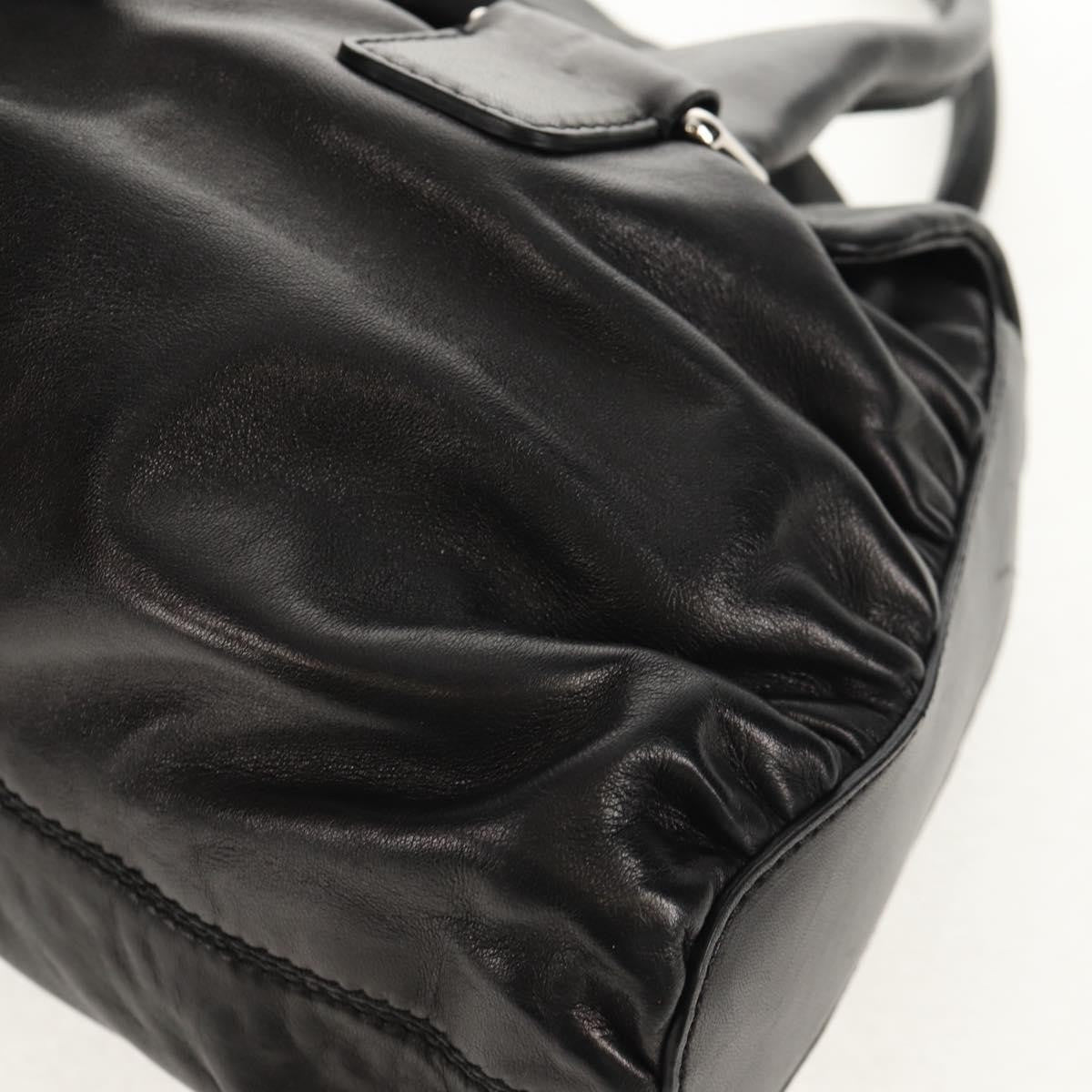 Valentino Garavani Histoire Tote Leather And Strass Black Leather Shoulder Bag Bag (Pre-Owned)