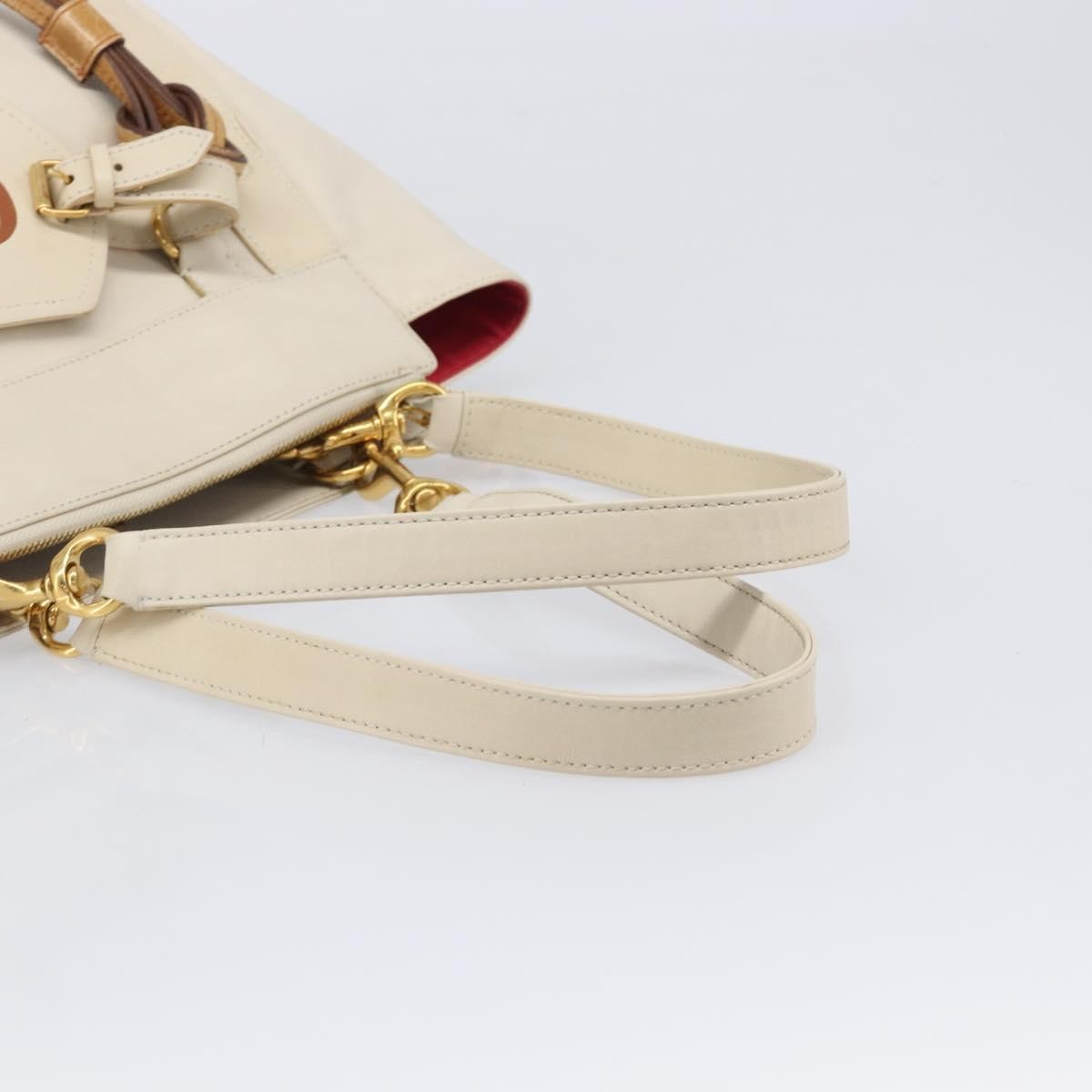 Chloe Eden Leather White Leather Tote Bag Bag (Pre-Owned)