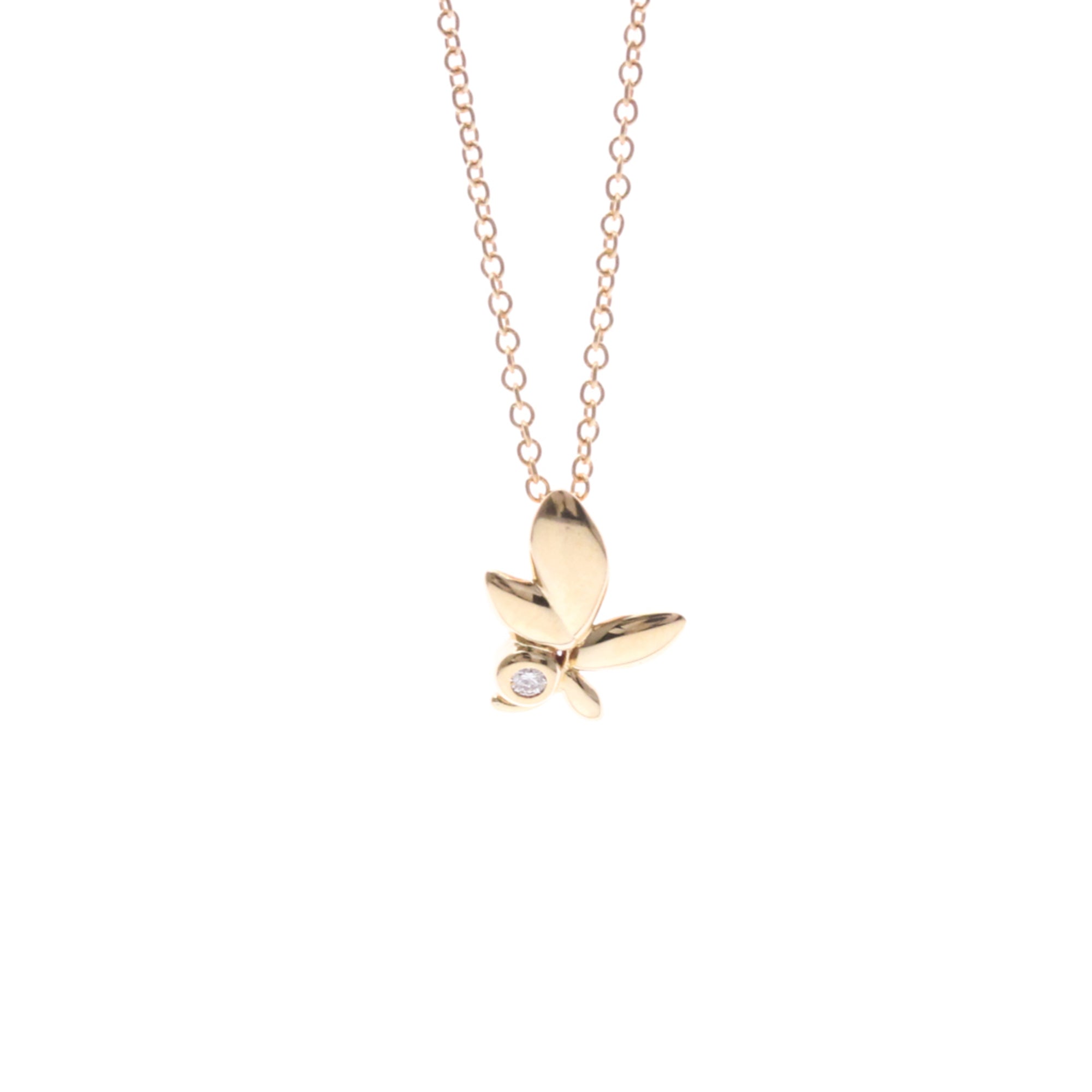 Tiffany & Co. Paloma Picasso Olive Leaf Pendant 18K Rose Gold With Diamond Gold Pink_Gold Necklace Jewelry (Pre-Owned)