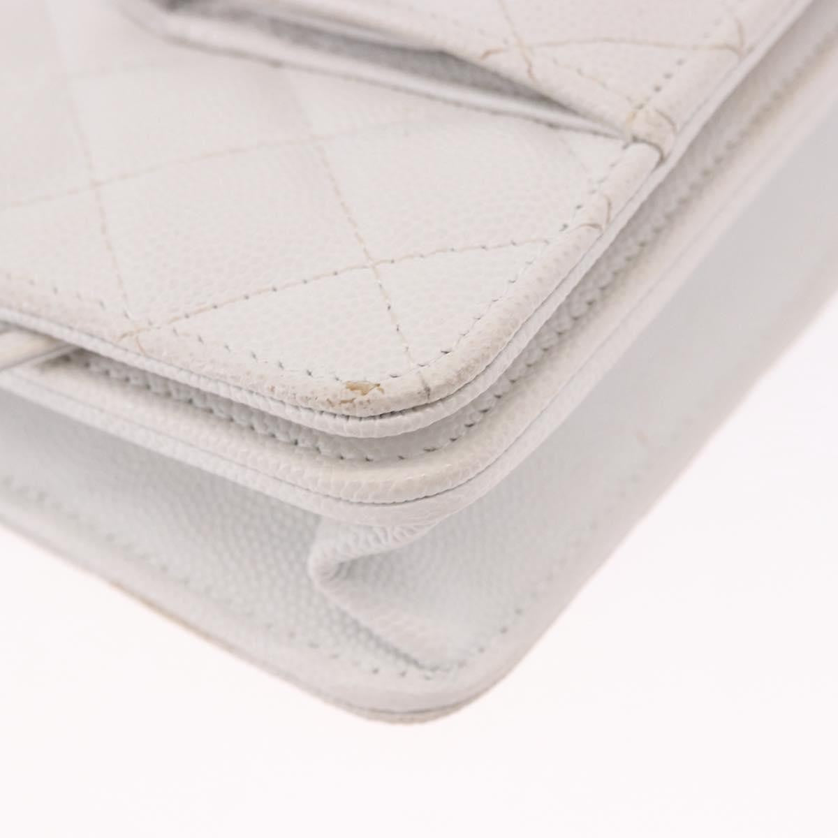 Chanel Pocket Twins Wallet On Chain Quilted Caviar White Leather Shoulder Bag Bag (Pre-Owned)