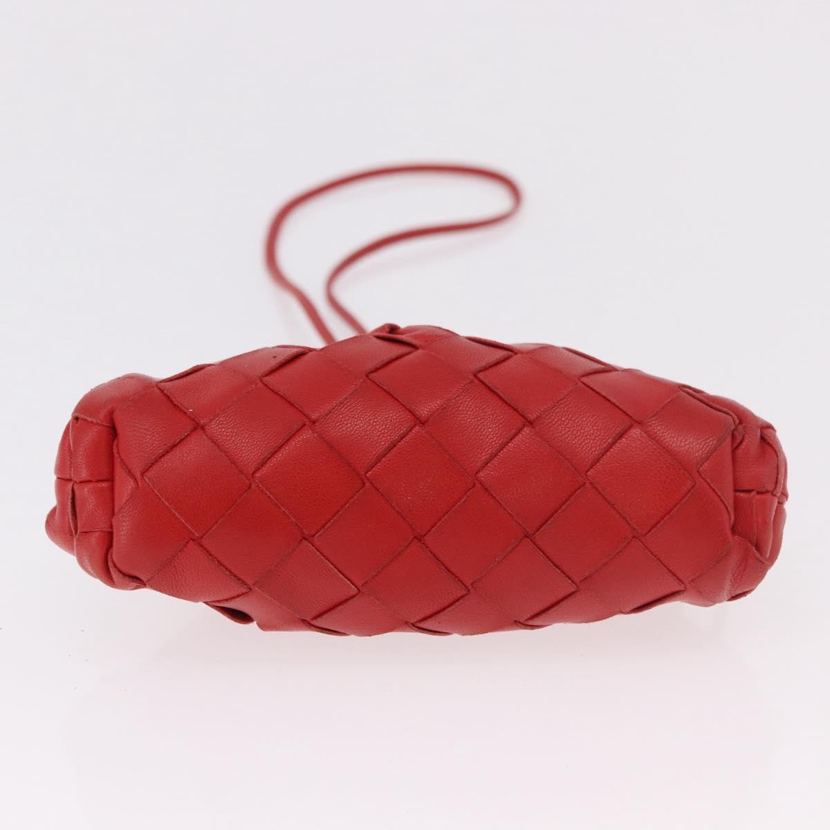 Bottega Veneta The Pouch Coin Purse Intrecciato Nappa Red Leather Clutche & Pouche Bag (Pre-Owned)