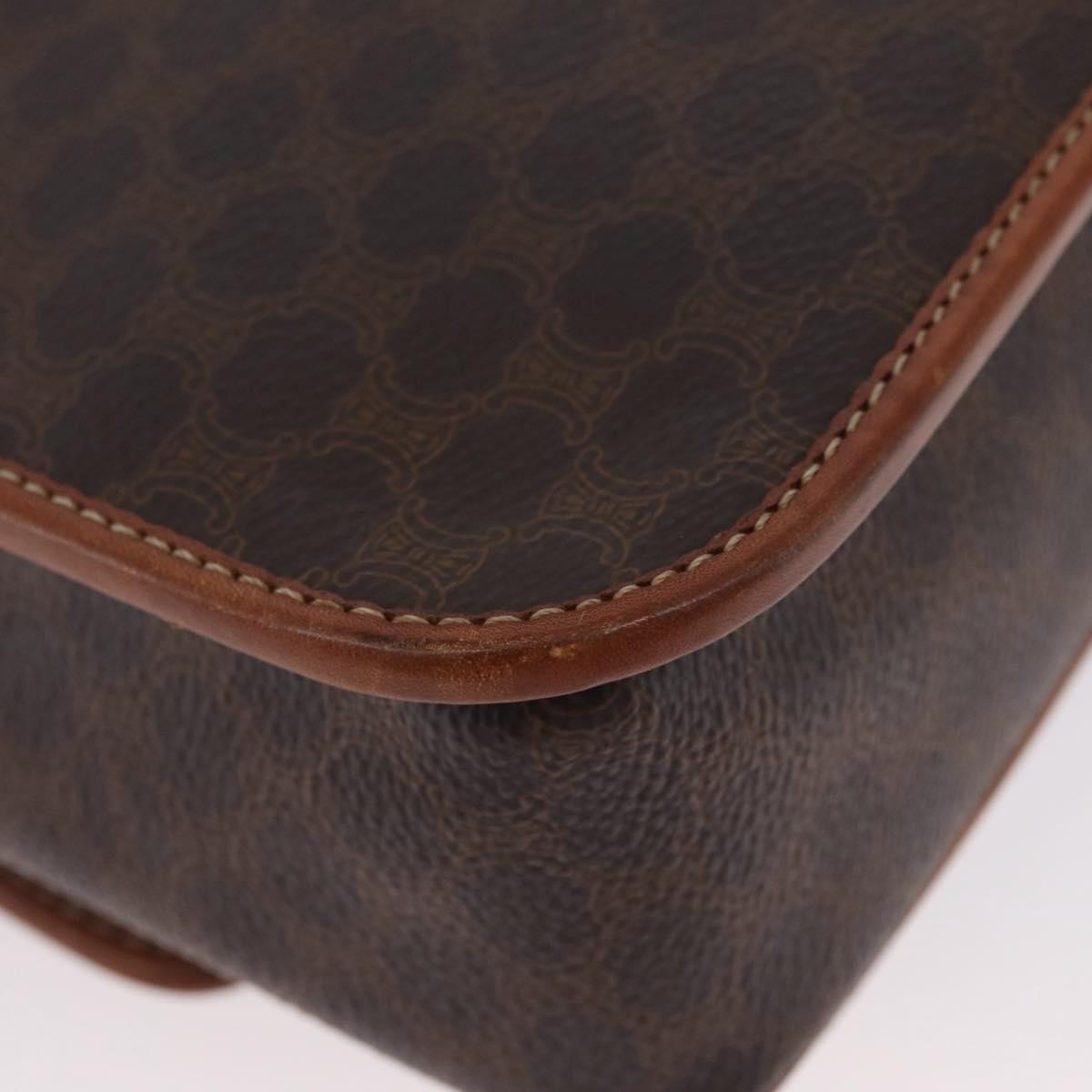 Celine Vintage Macadam Circle Logo Canvas And Leather Brown Canvas Shoulder Bag Bag (Pre-Owned)