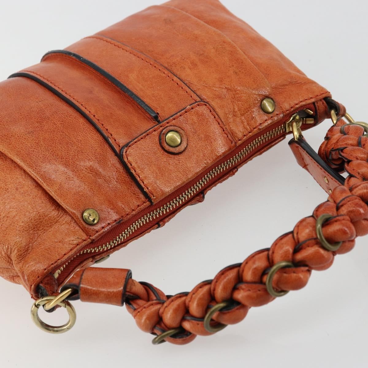 Chloe Heloise Zip Tote Leather Orange Leather Handbag (Pre-Owned)