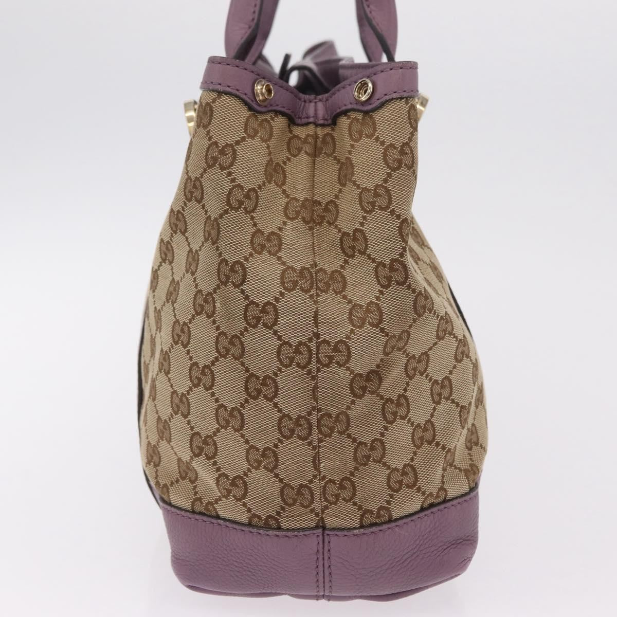 Gucci Miss Gg Gg Canvas With Leather Beige Canvas Tote Bag Bag (Pre-Owned)