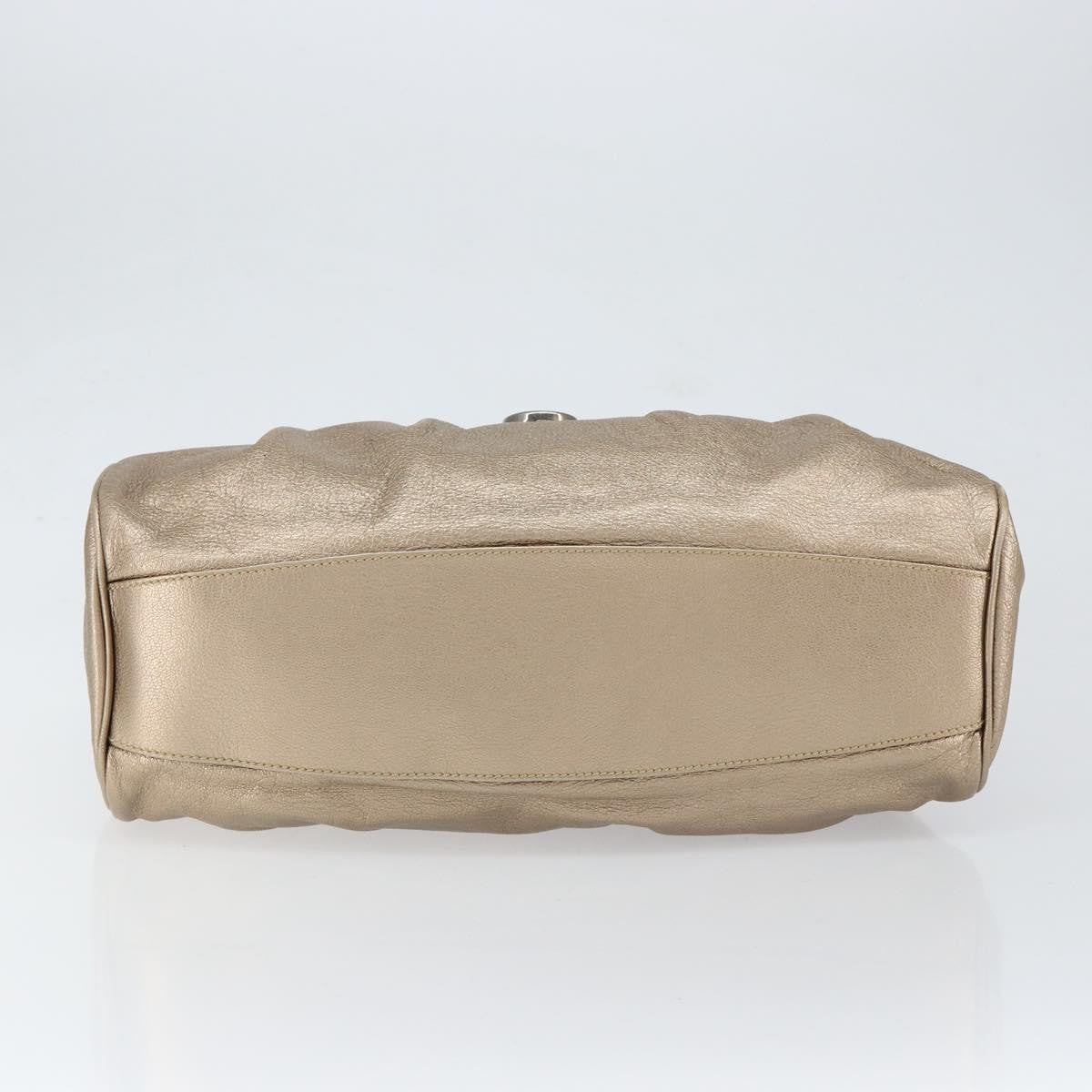 Salvatore Ferragamo Gancini Tote Leather Gold Leather Tote Bag Bag (Pre-Owned)
