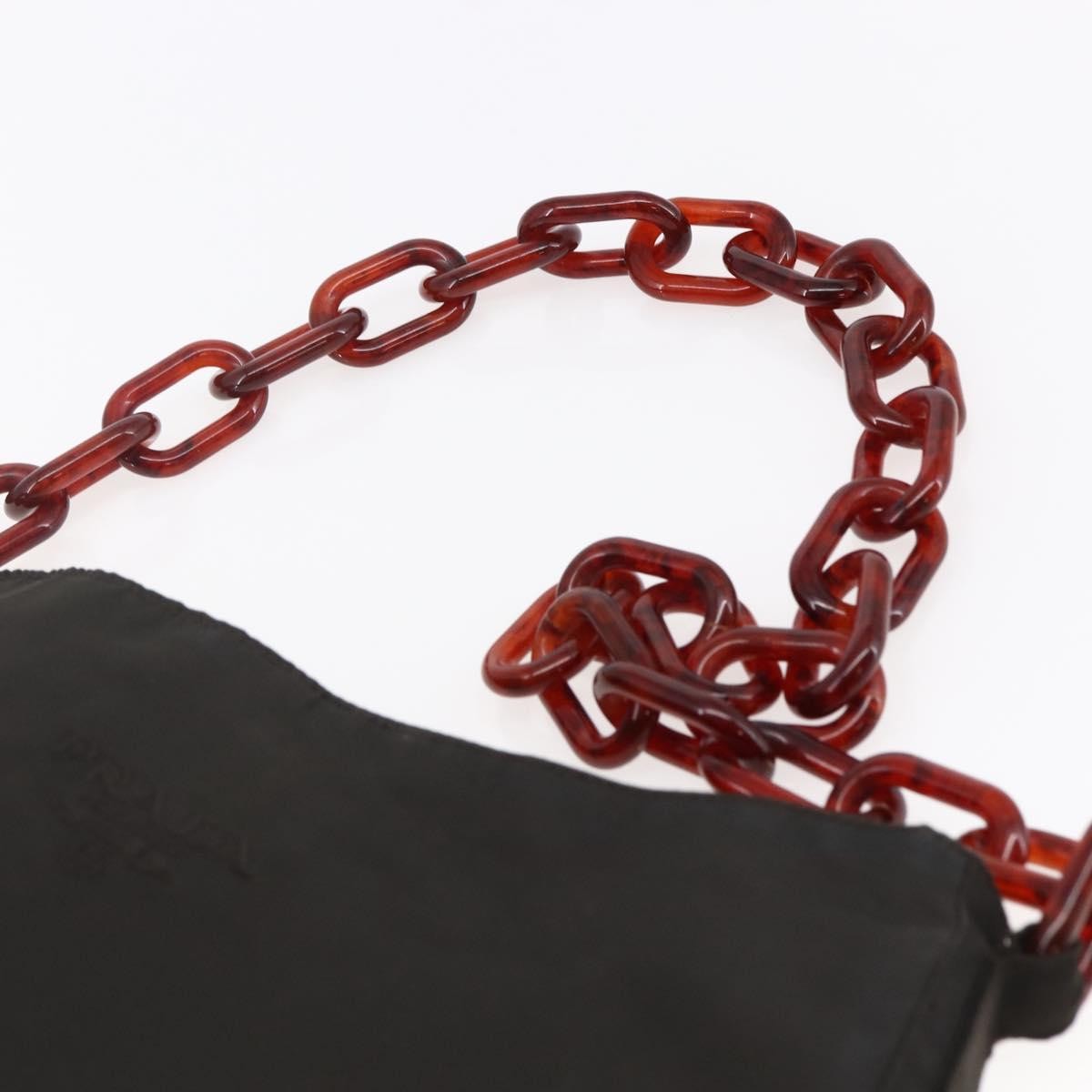 Prada Resin Chain Nylon Brown Nylon Shoulder Bag Bag (Pre-Owned)