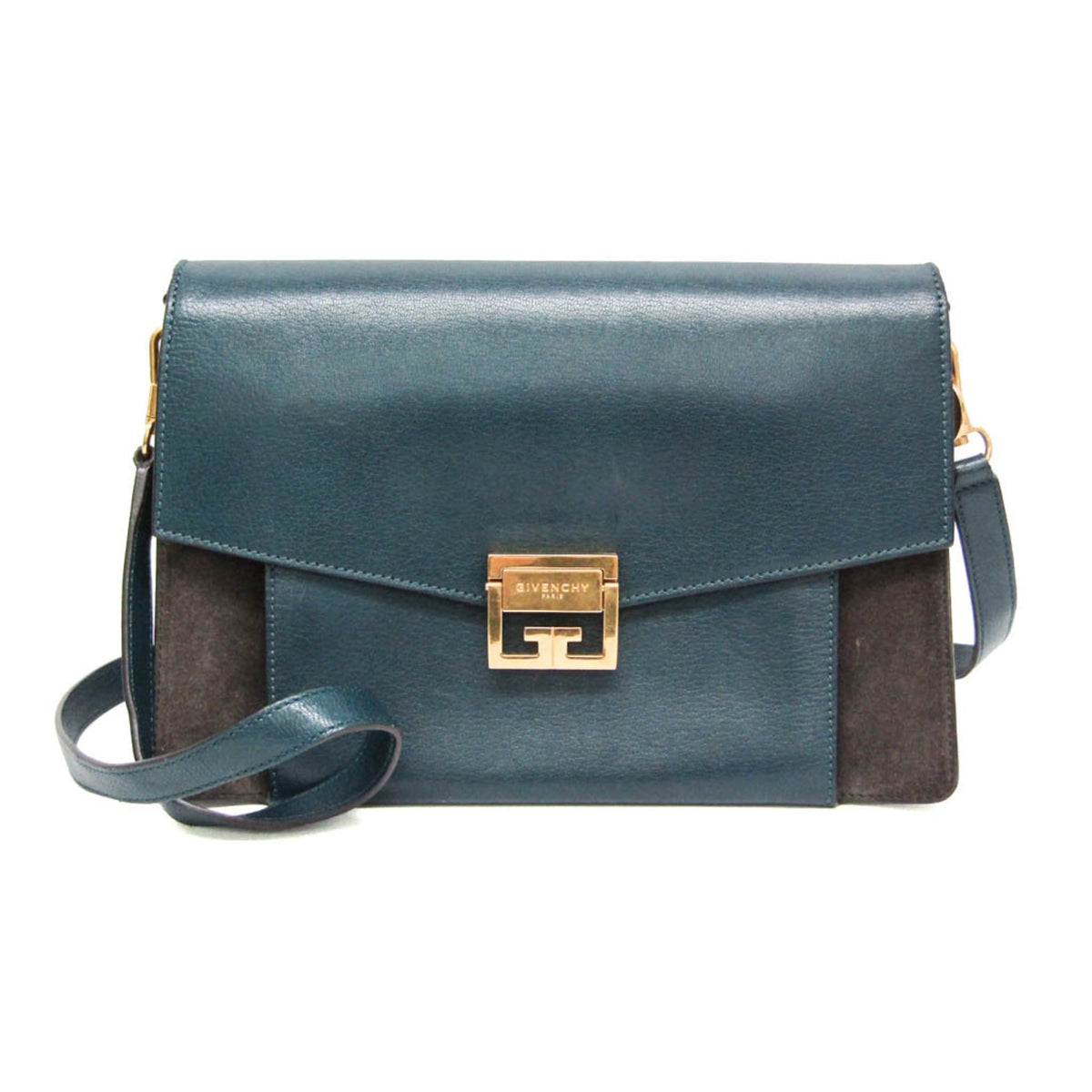 Givenchy Gv3 Flap Leather With Suede Blue Leather Handbag (Pre-Owned)