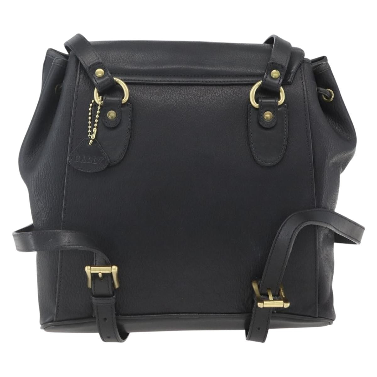 Bally Vintage Leather Black Leather Backpack Bag (Pre-Owned)