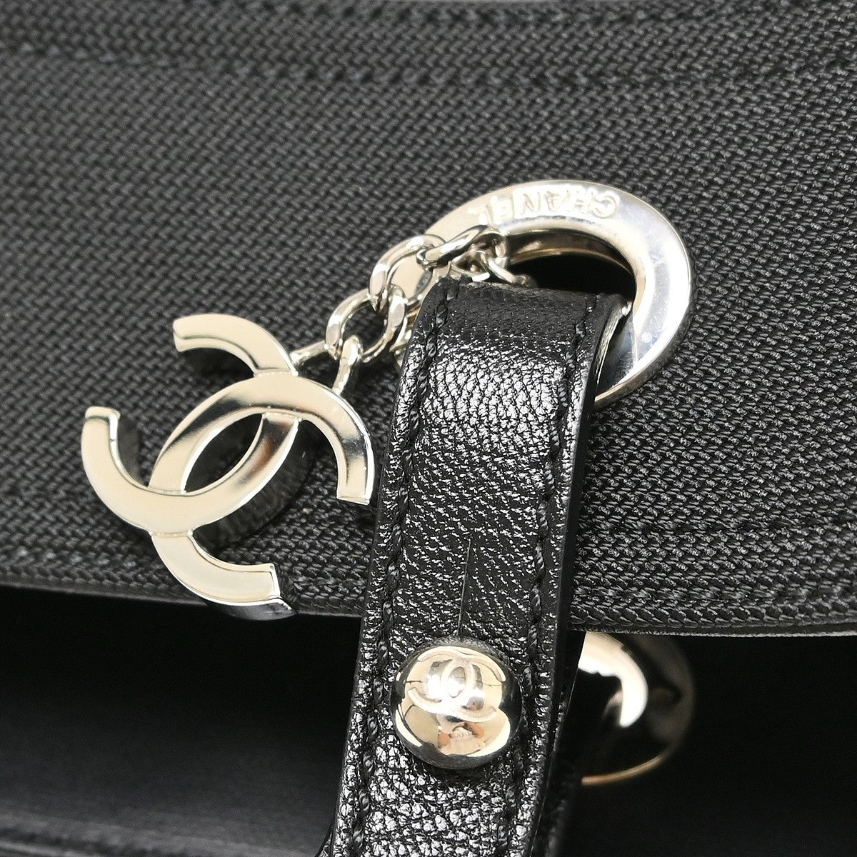 Chanel Biarritz Tote Quilted Coated Canvas Black Canvas Tote Bag Bag (Pre-Owned)