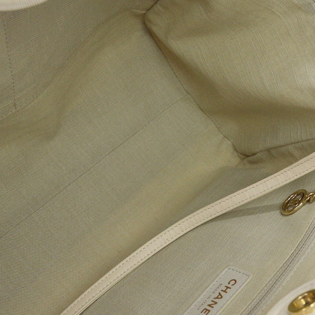 Chanel Deauville Nm Mixed Fibers White Canvas Tote Bag Bag (Pre-Owned)