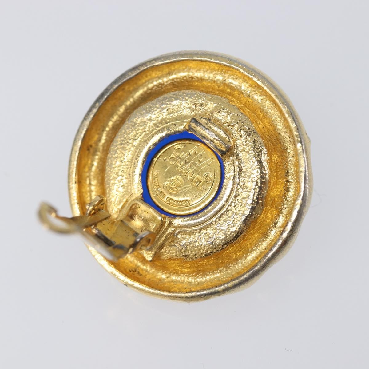 Chanel Vintage Round Clip-On Metal Gold Metal Earrings Jewelry (Pre-Owned)