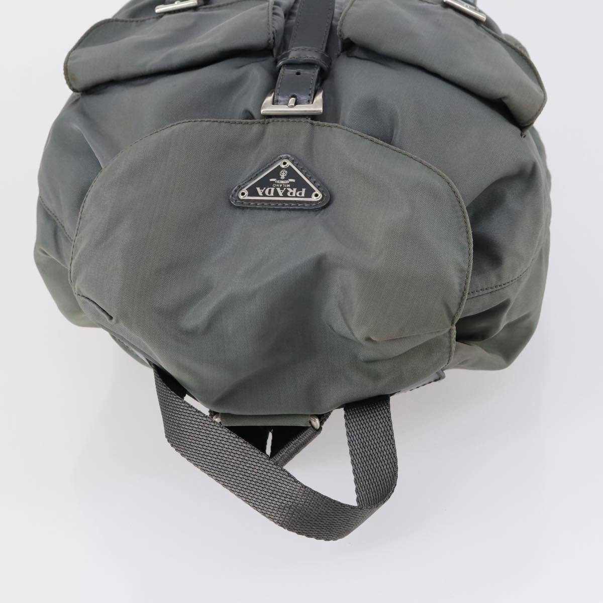 Prada Double Front Pocket Tessuto Gray Nylon Backpack Bag (Pre-Owned)