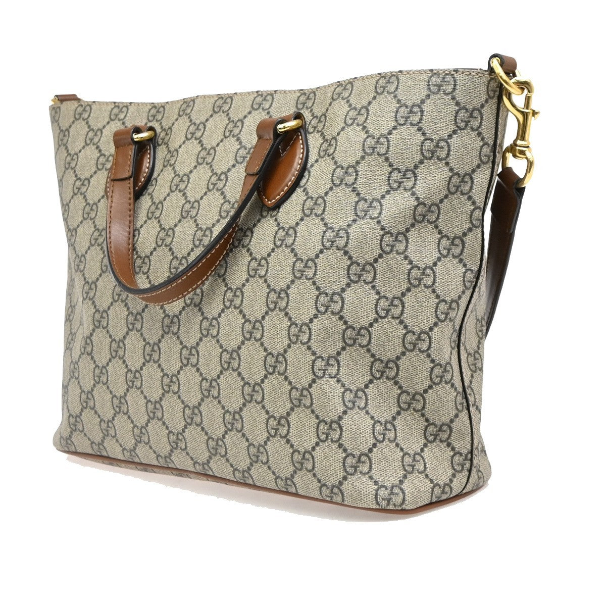 Gucci Convertible Soft Gg Coated Canvas With Leather Brown Canvas Tote Bag Bag (Pre-Owned)