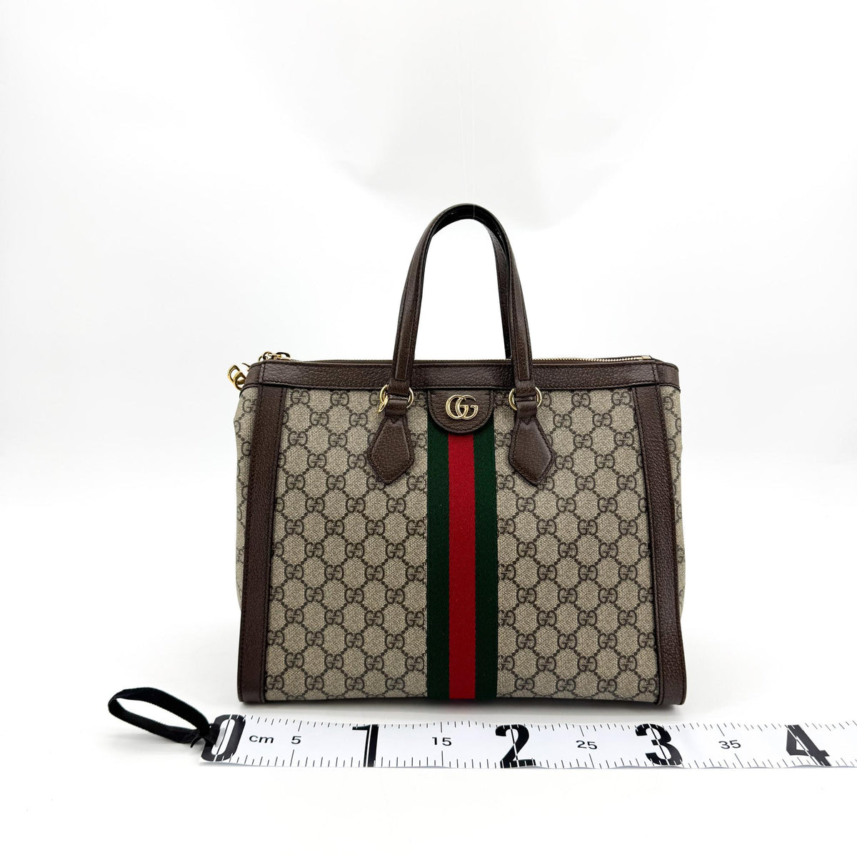 Gucci Ophidia Top Handle Gg Coated Canvas Brown Canvas Tote Bag Bag (Pre-Owned)