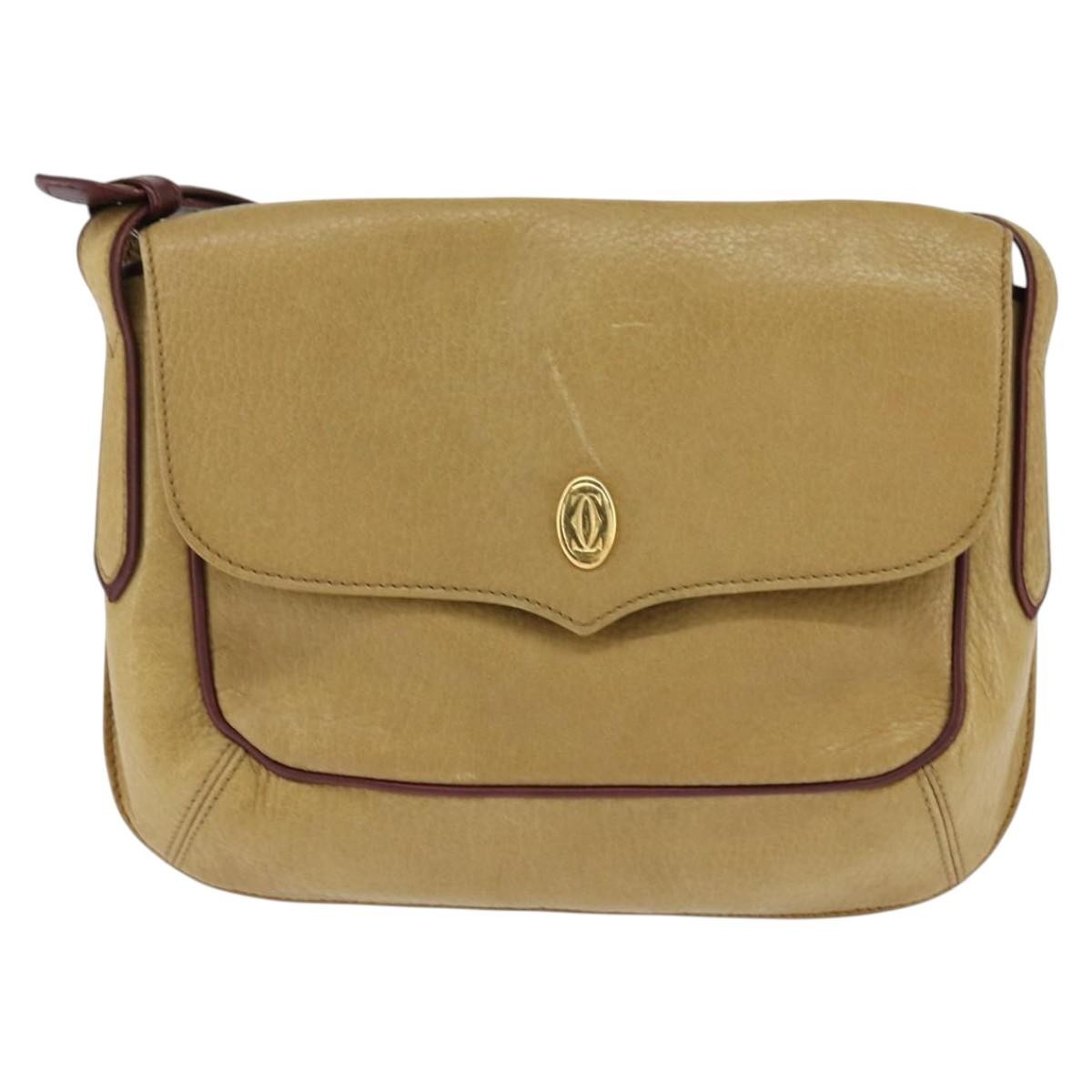 Cartier Must De Cartier Leather Beige Leather Shoulder Bag Bag (Pre-Owned)