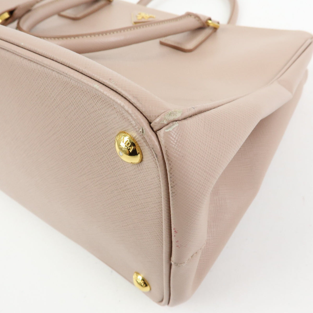 Prada Galliera Saffiano Leather With Applique Pink Leather Handbag (Pre-Owned)