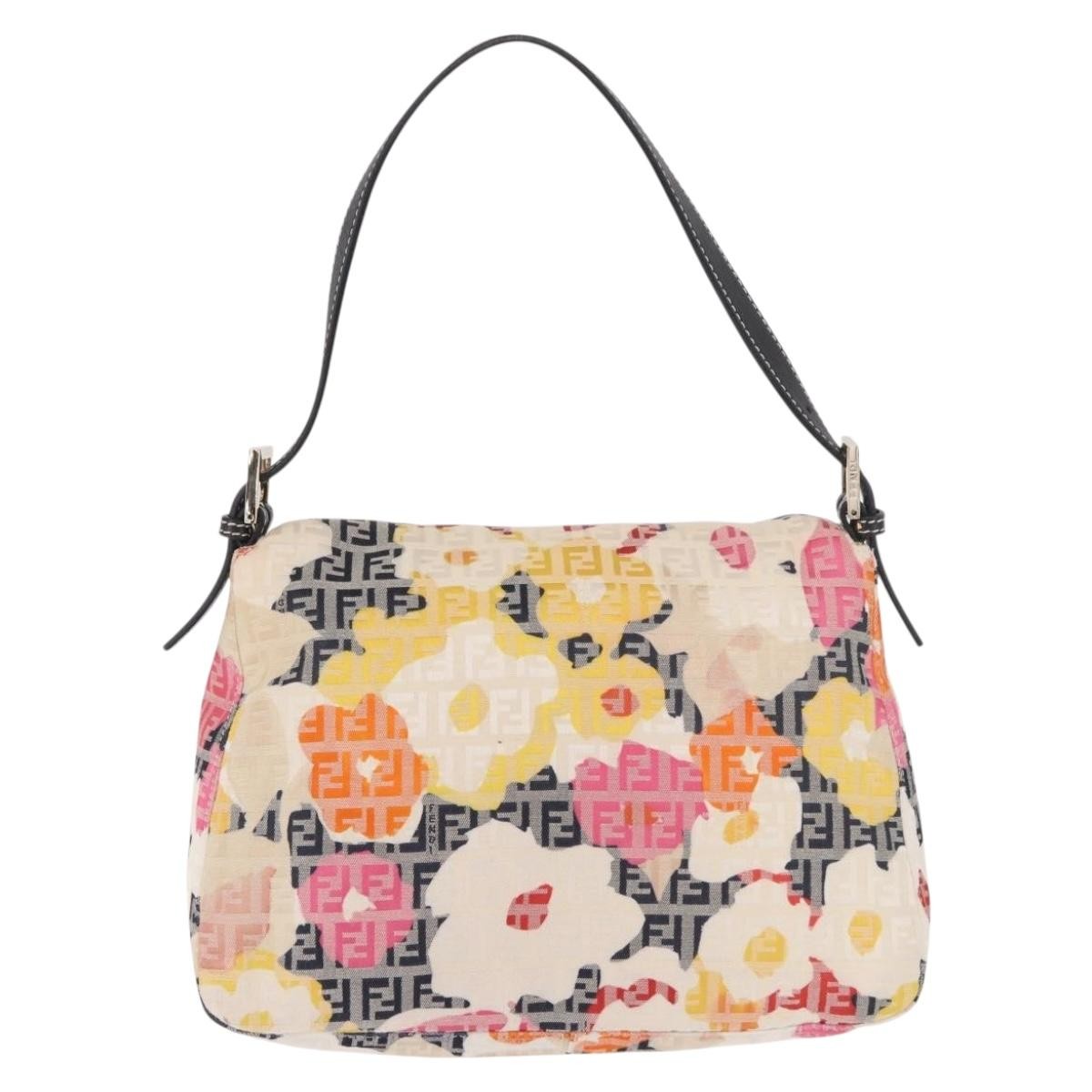 Fendi Mamma Baguette Zucca Jacquard Velvet Multicolour Canvas Shoulder Bag Bag (Pre-Owned)