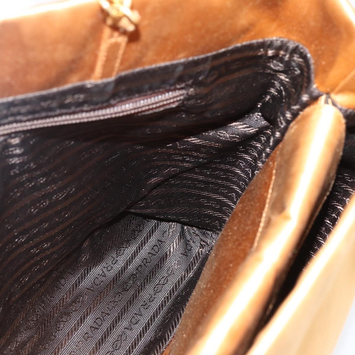 Prada Chain Satin Gold Satin Shoulder Bag Bag (Pre-Owned)