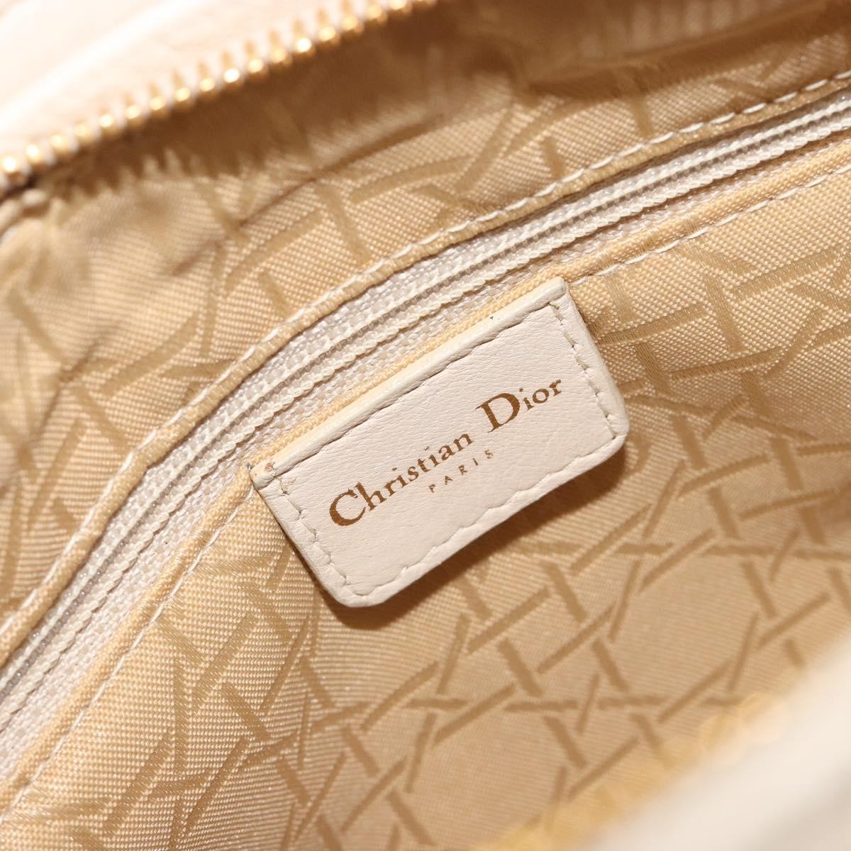 Christian Dior Lady Dior Cannage Quilt Lambskin White Leather Handbag (Pre-Owned)