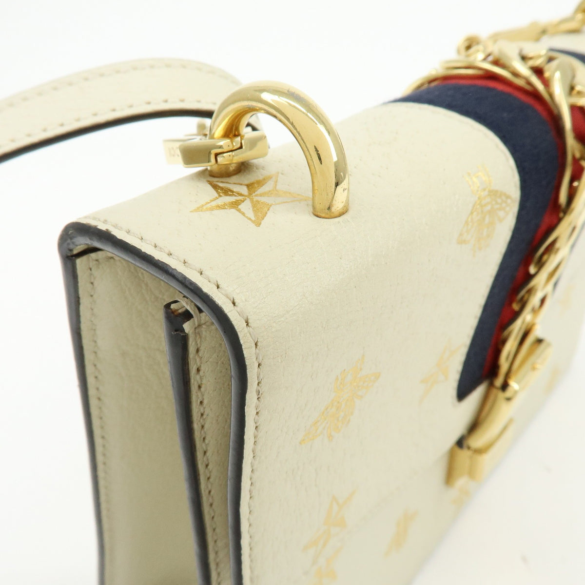 Gucci Sylvie Belt Leather Beige Calfskin Handbag (Pre-Owned)