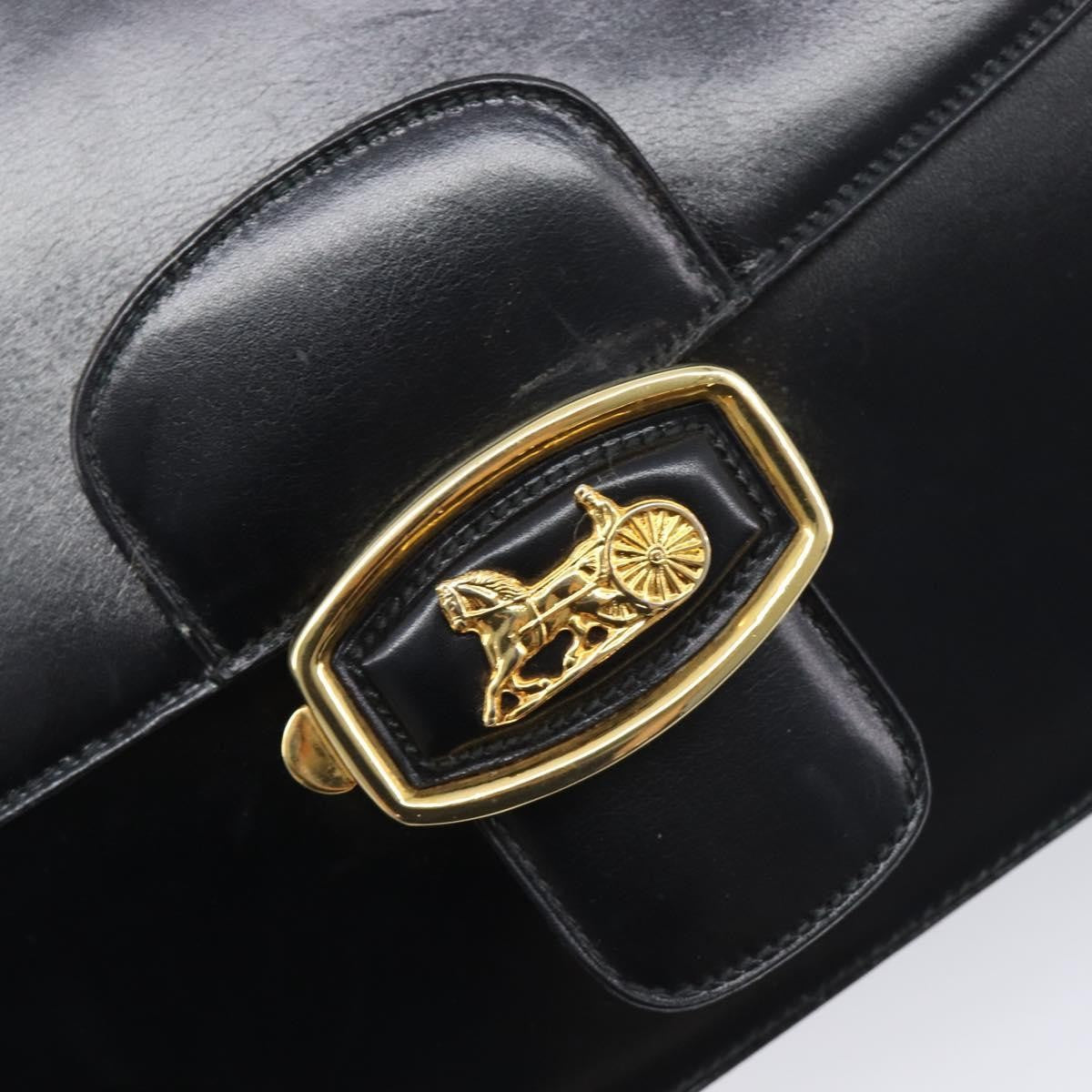 Celine Horse Carriage Leather Black Leather Shoulder Bag Bag (Pre-Owned)