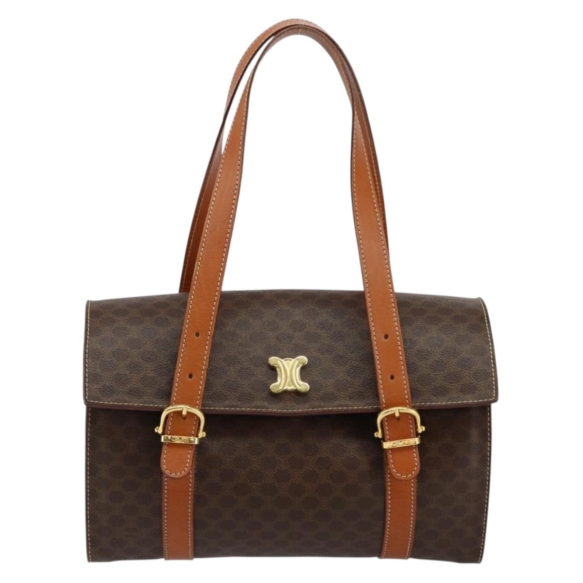 Celine Vintage Macadam Macadam Brown Canvas Handbag (Pre-Owned)
