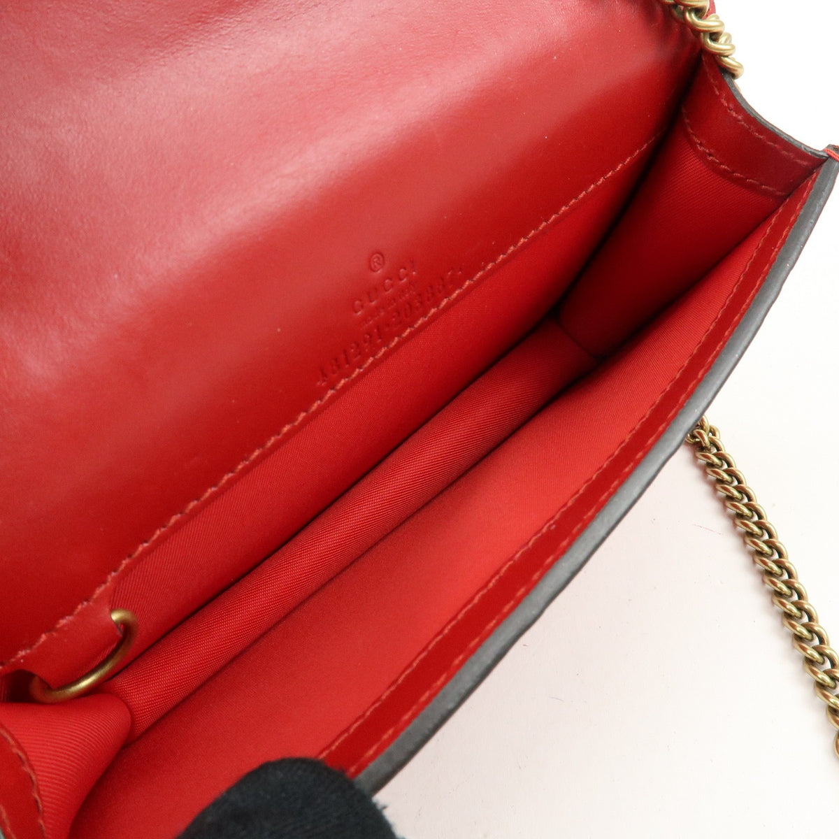 Gucci Cherries Wallet On Chain Guccissima Leather Red Leather Crossbody Bag Bag (Pre-Owned)