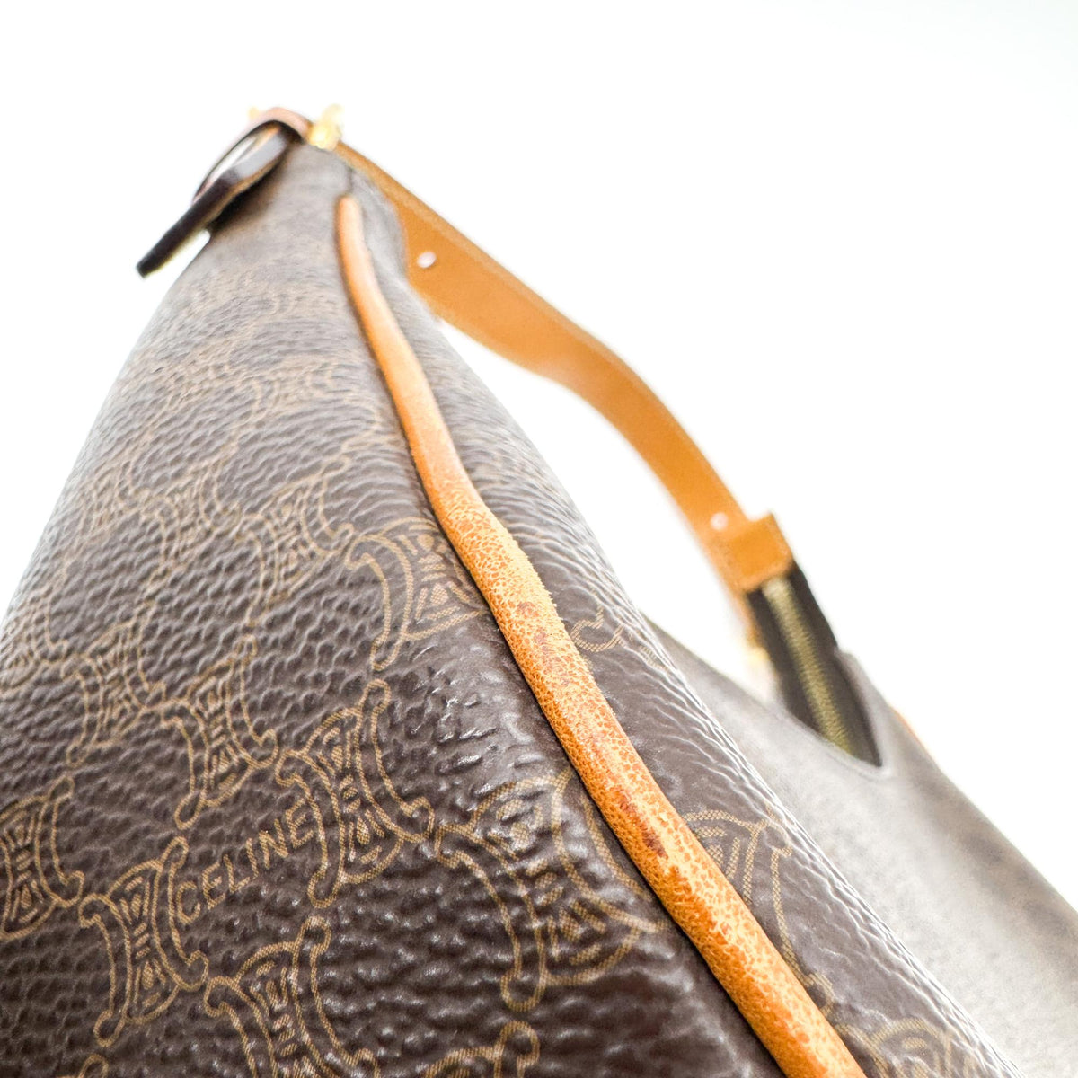 Celine Ava Triomphe Coated Canvas Black Canvas Handbag (Pre-Owned)
