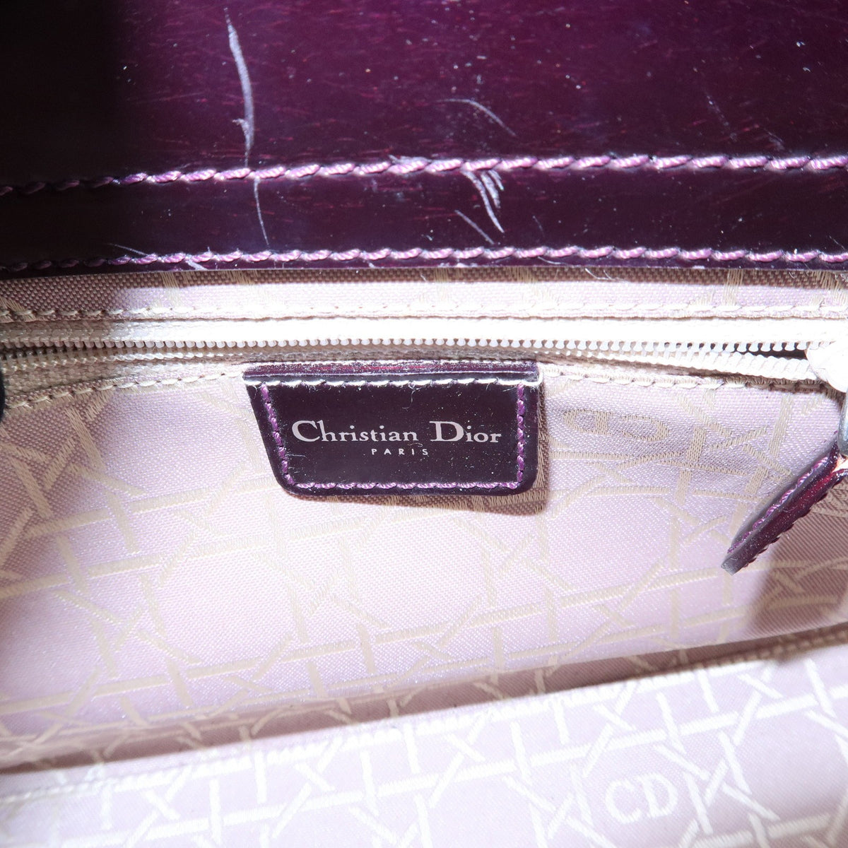 Christian Dior Handbag Leather Purple Patent_Leather Handbag (Pre-Owned)