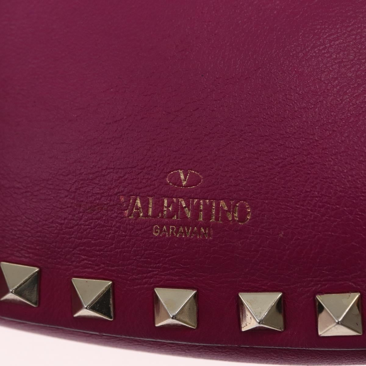 Valentino Garavani Rockstud Saddle Leather Pink Leather Clutche & Pouche Bag (Pre-Owned)