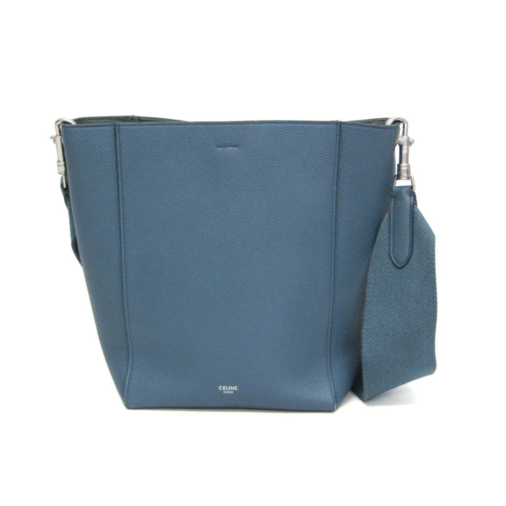 Celine Sangle Seau Calfskin Blue Leather Shoulder Bag Bag (Pre-Owned)
