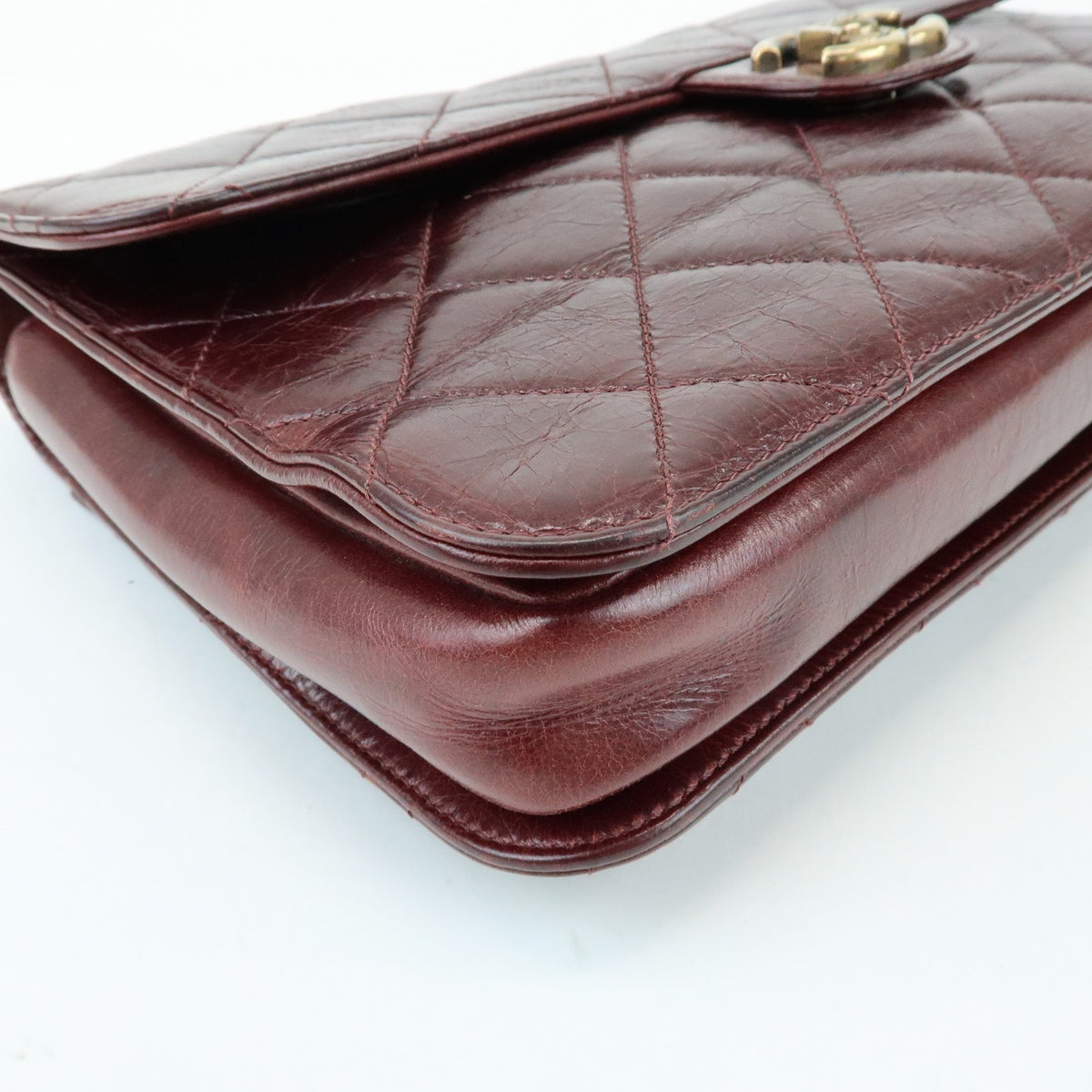 Chanel Perfect Edge Flap Quilted Glazed Calfskin Burgundy Leather Handbag (Pre-Owned)