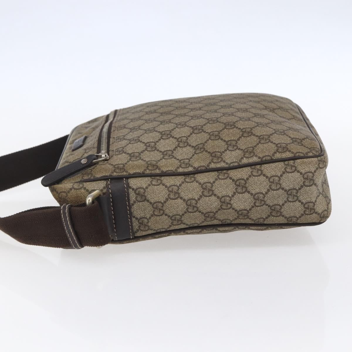 Gucci Front Zip Messenger Gg Coated Canvas Brown Canvas Shoulder Bag Bag (Pre-Owned)