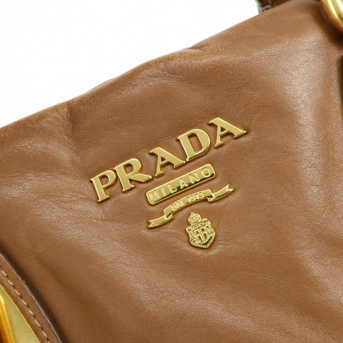 Prada Convertible Belted Satchel Soft Calf Brown Leather Handbag (Pre-Owned)