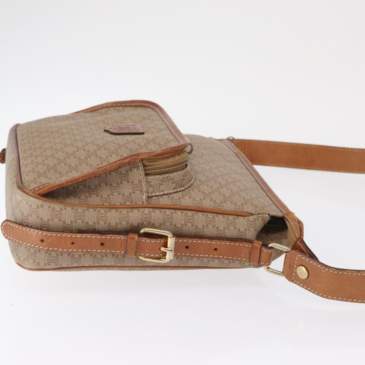 Celine Vintage Macadam Canvas And Leather Beige Canvas Shoulder Bag Bag (Pre-Owned)
