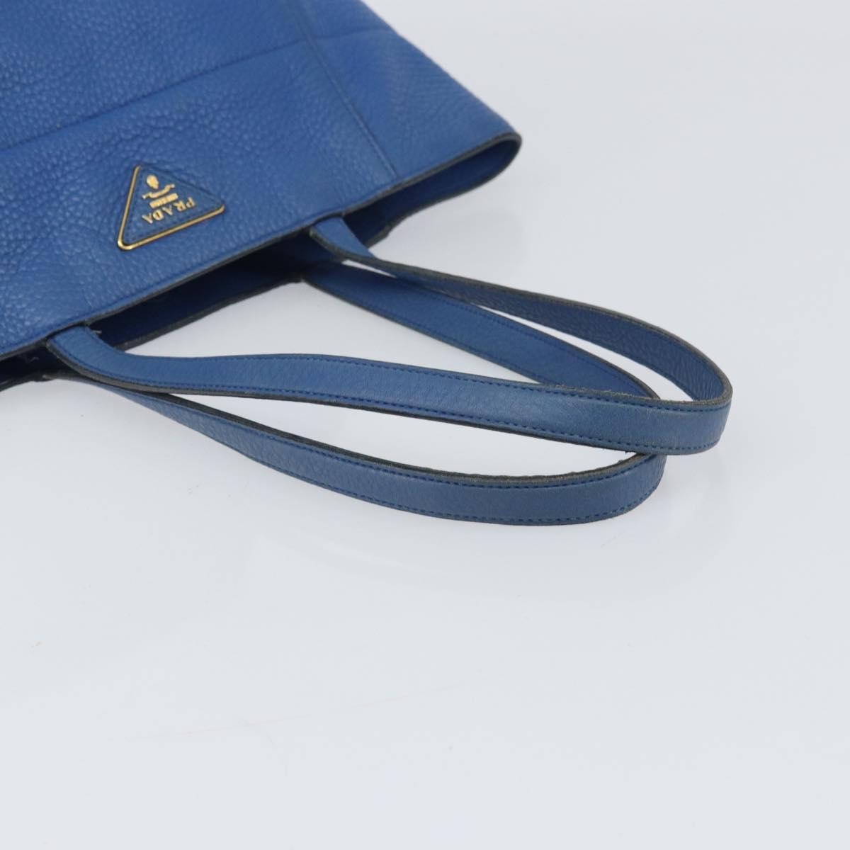 Prada Tote Vitello Daino Vitello Daino Blue Leather Tote Bag Bag (Pre-Owned)
