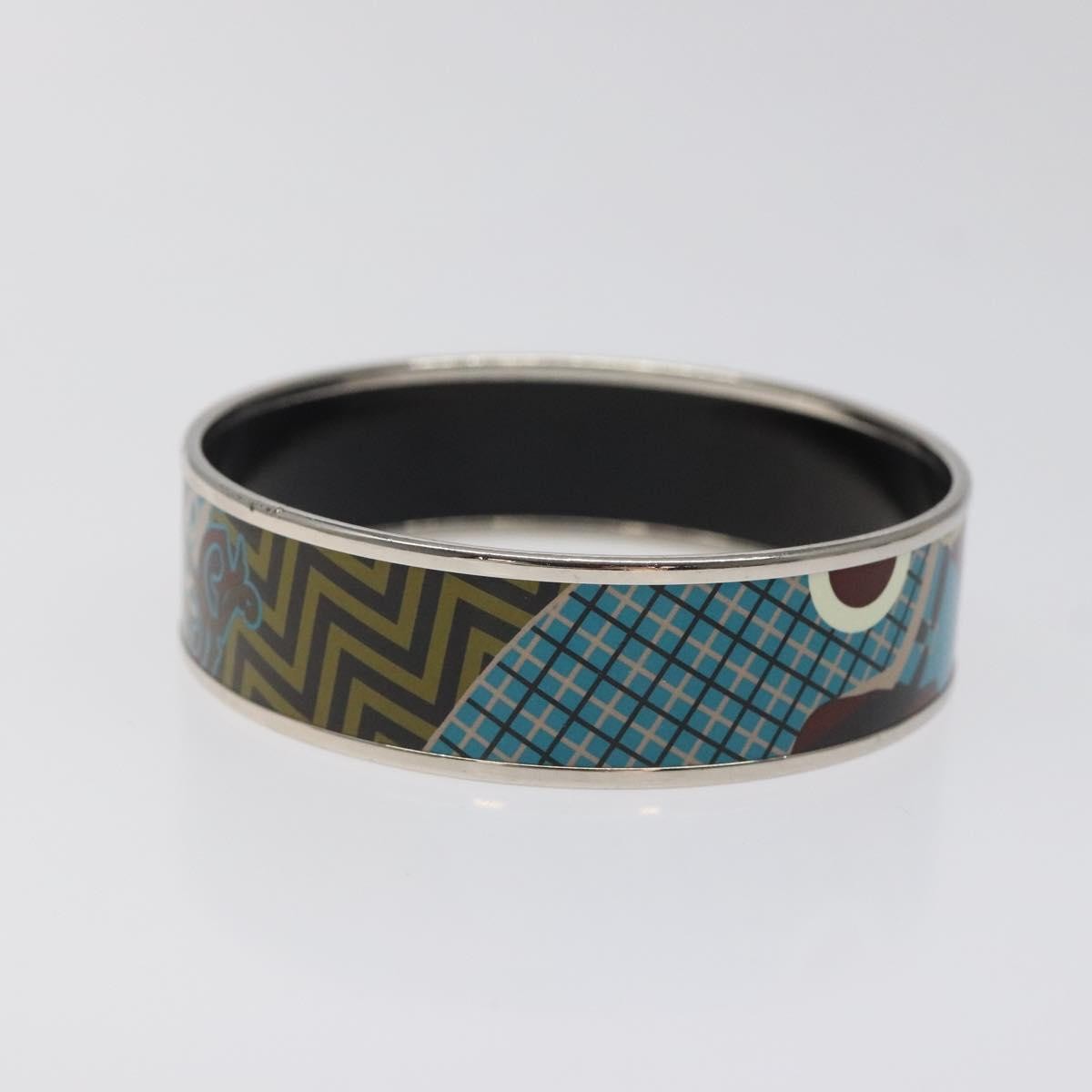 Hermes Caleche Bangle Enamel Blue Metal Bracelet Jewelry (Pre-Owned)